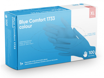 Nitrilové rukavice INTCO comfort modré, 100 ks, nepudrované