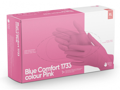 Nitrilové rukavice INTCO comfort růžové, 100 ks, nepudrované