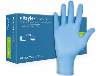 Jednorázové nitrilové zdravotnické rukavice Mercator NITRYLEX modré 100 ks