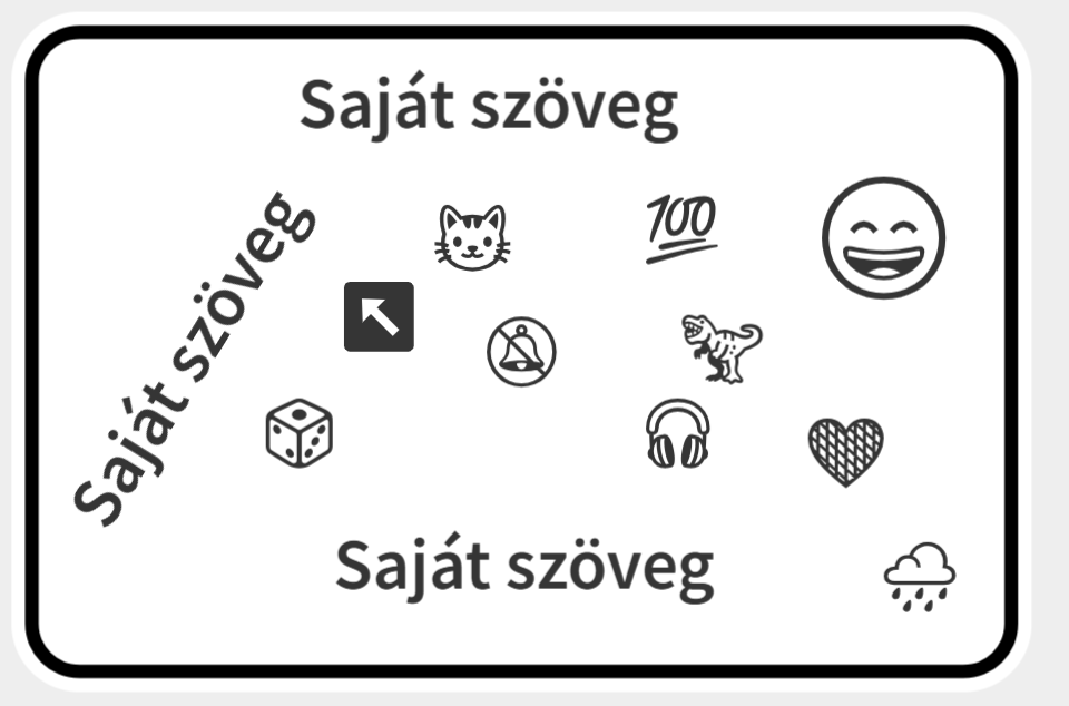 Kis tábla egyedi szöveggel és emojikkal