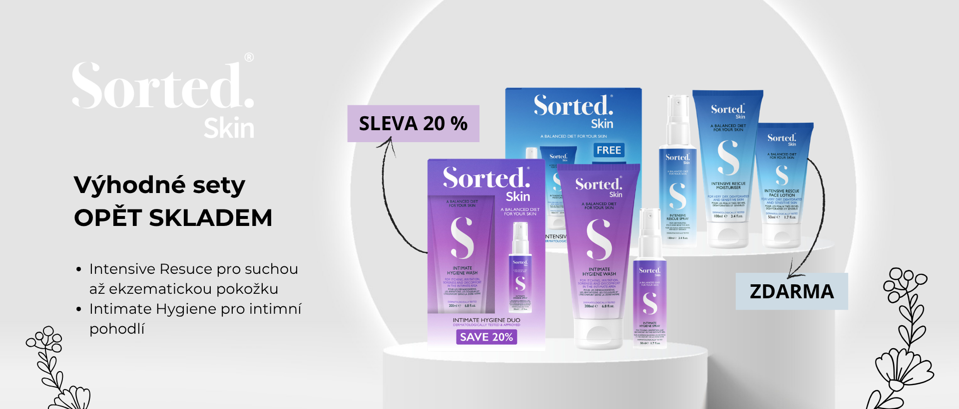 Sorted Skin - výhodné sety pro suchou pokožku a intimní péči