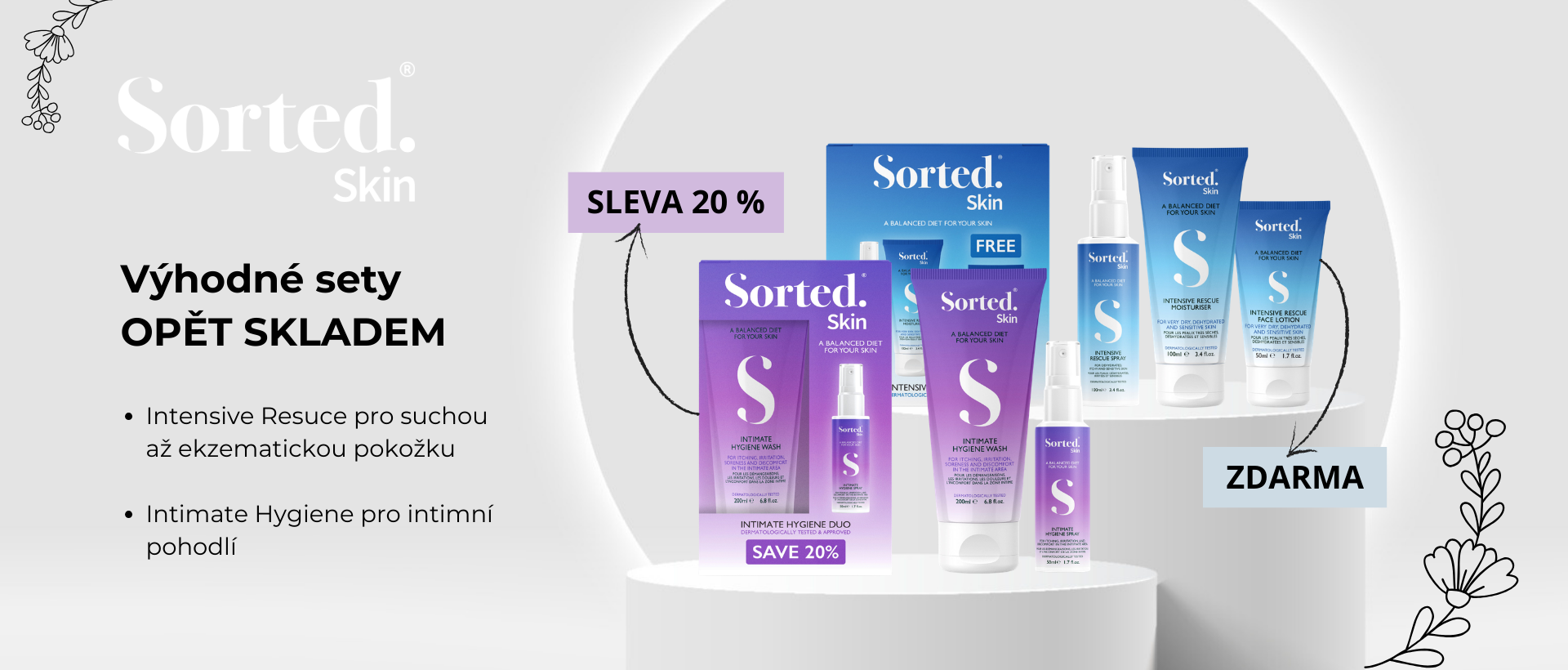 Sorted Skin - výhodné sety pro suchou pokožku a intimní péči