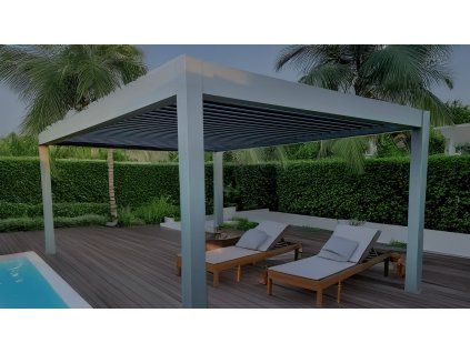 Bioklimatická pergola LARGE (6x4x2,7m) + DOPRAVA ZDARMA  Bioklimatická hliníková pergola LARGE 6×4 m s LED osvětlením a montáží zdarma