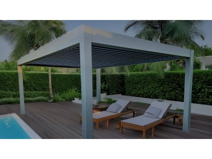 Bioklimatická pergola LARGE (6x4x2,7m) + MONTÁŽ A DOPRAVA ZDARMA Bioklimatická hliníková pergola LARGE 6×4 m s LED osvětlením a montáží zdarma