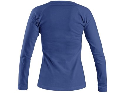 Tričko CXS MARY, dámske, výstrih do V, dlhý rukáv, stredne modrá, veľ. XS