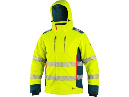 Bunda CXS BEDFORD WINTER, výstražná, zimná, pánska, softshell, žlto-petrolová, veľ. S
