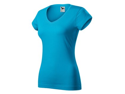 MALFINI, a.s. Fit V-neck 162 tyrkysová