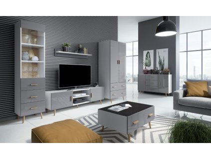 Brillo, Obývací pokoj Brillo šedá/bílá