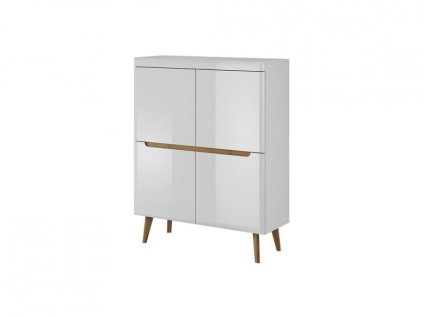 Nordi NK107 bílý lesk/dub riviera, Komoda Nordi NK107 bílý lesk/dub riviera