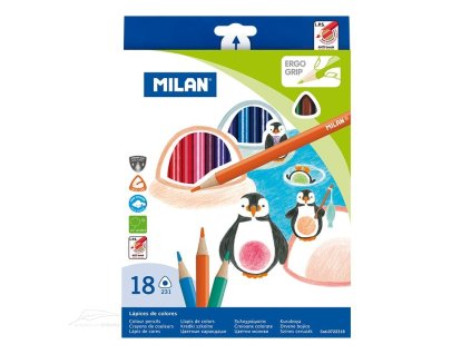 Pastelky Milan Ergo Grip trojhranné sada 24 ks