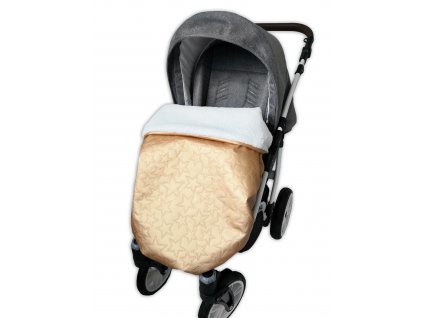 NEPADACÍ ZATEPLENÁ DEKA/NÁNOŽNÍK NA KOČÁREK ECO kůže zlatá+coral