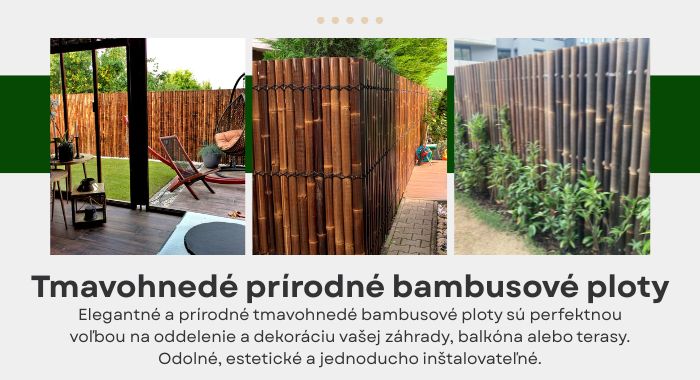 Tmavohnedé prírodné bambusové ploty