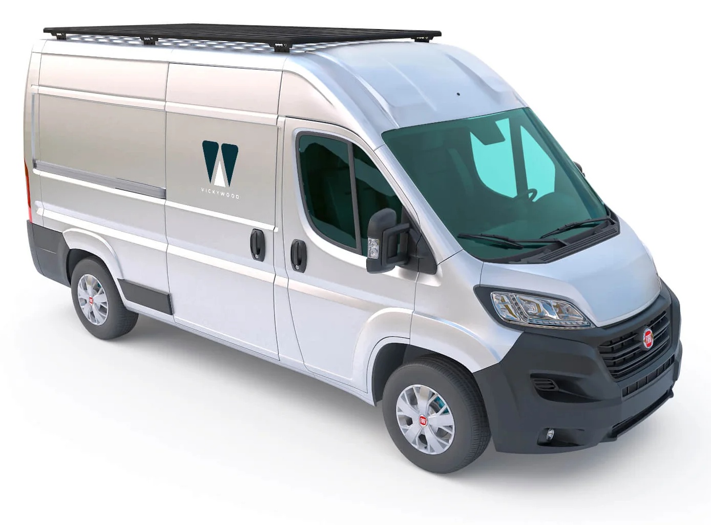 Střešní nosič VICKYWOOD na Fiatu Ducato L1H2 – pohled zepředu