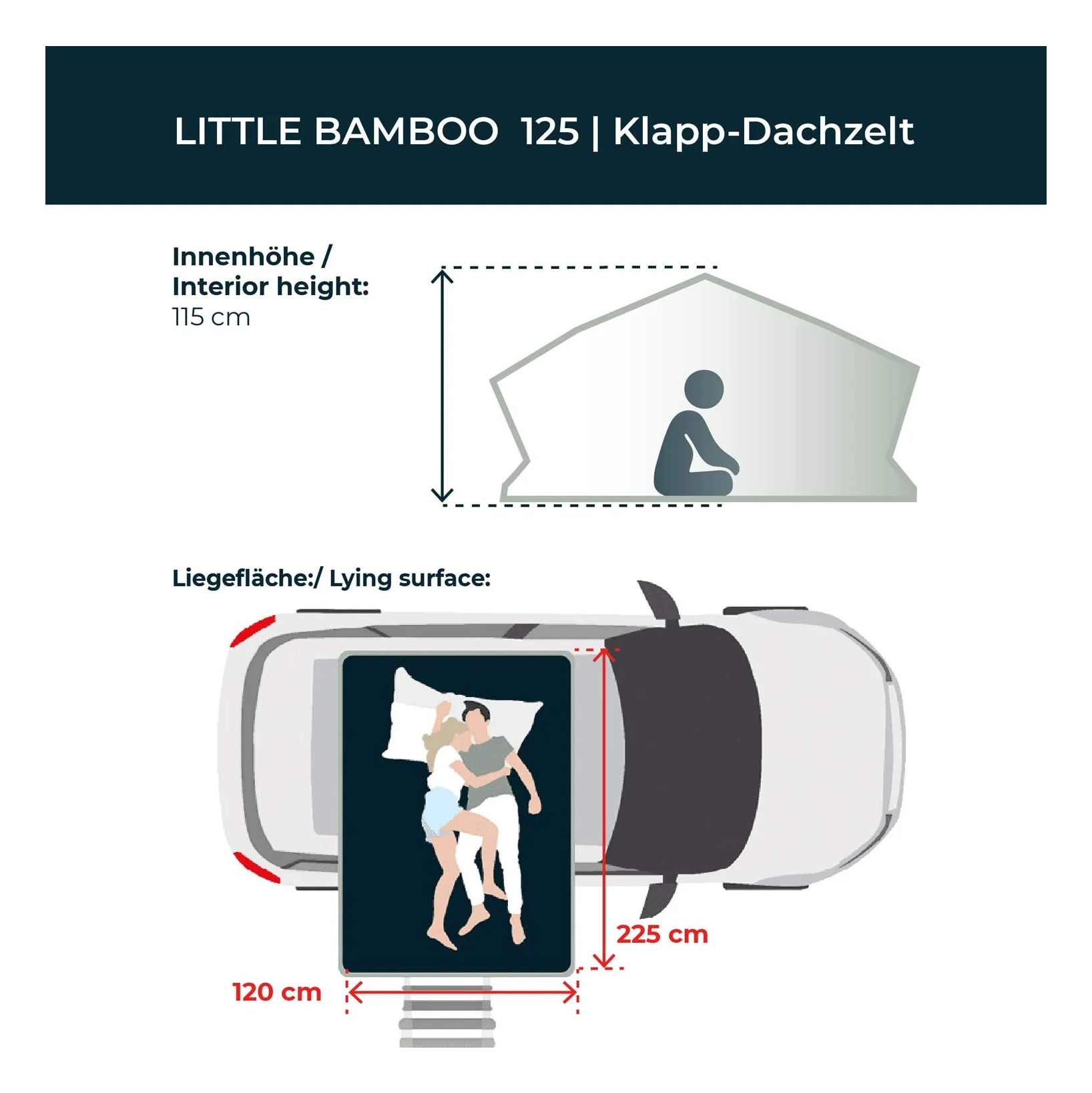 VICKYWOOD LITTLE BAMBOO 125 GEN. 2 coffee – rozměry lůžka a vnitřní výška