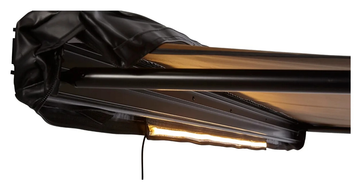 VICKYWOOD markýza 140 cm, zlatohnědá – detail LED osvětlení