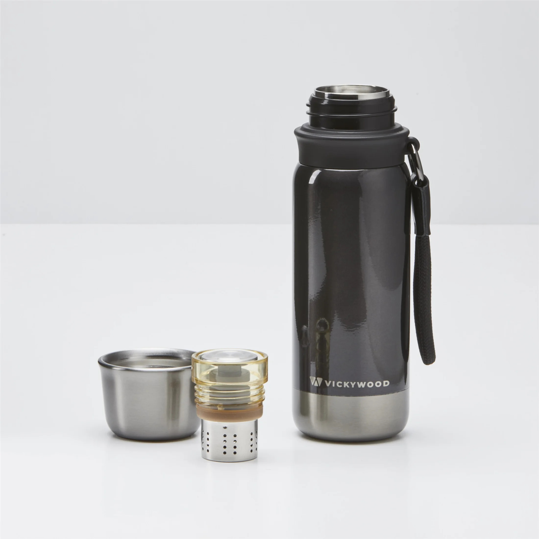 VICKYWOOD THERMOS BOTTLE 500 ml Graphite Grey – šedá – termoláhev, víčko jako šálek a sítko