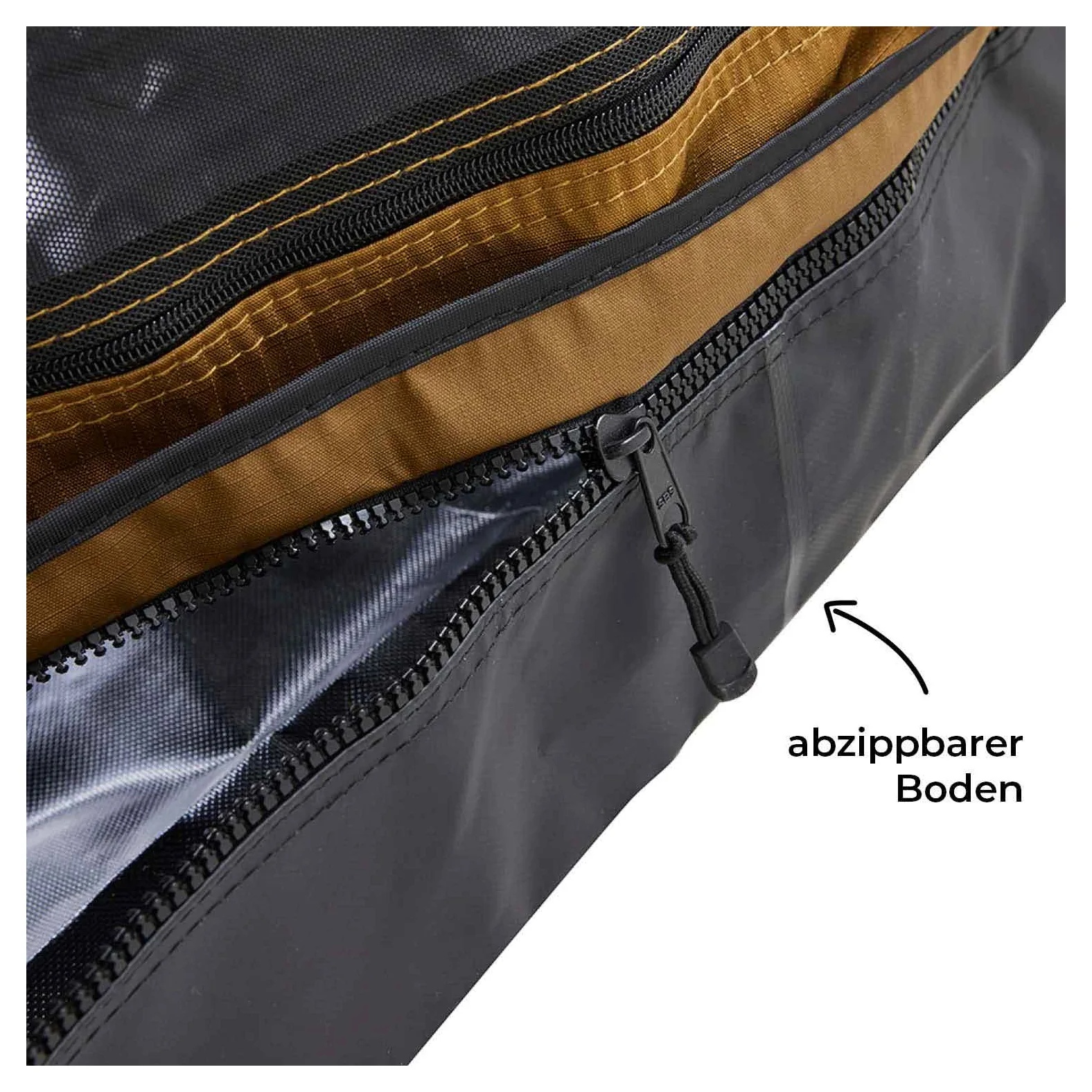 VICKYWOOD předstan k markýze – detail odnímatelné PVC podlahy na zip