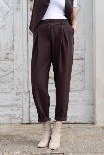 Kalhoty Milano hnědé (2)