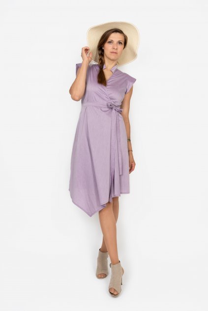 Letní zavinovací šaty fialkové (4)