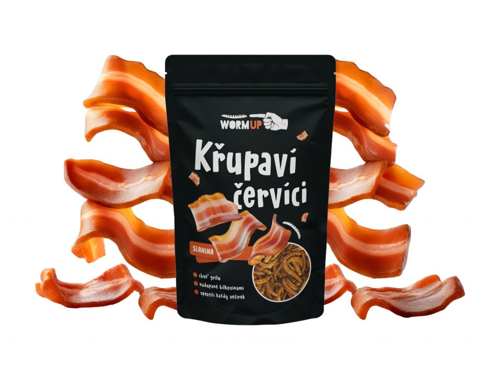 25 ks - WormUp Křupaví červíci Slanina 20 g