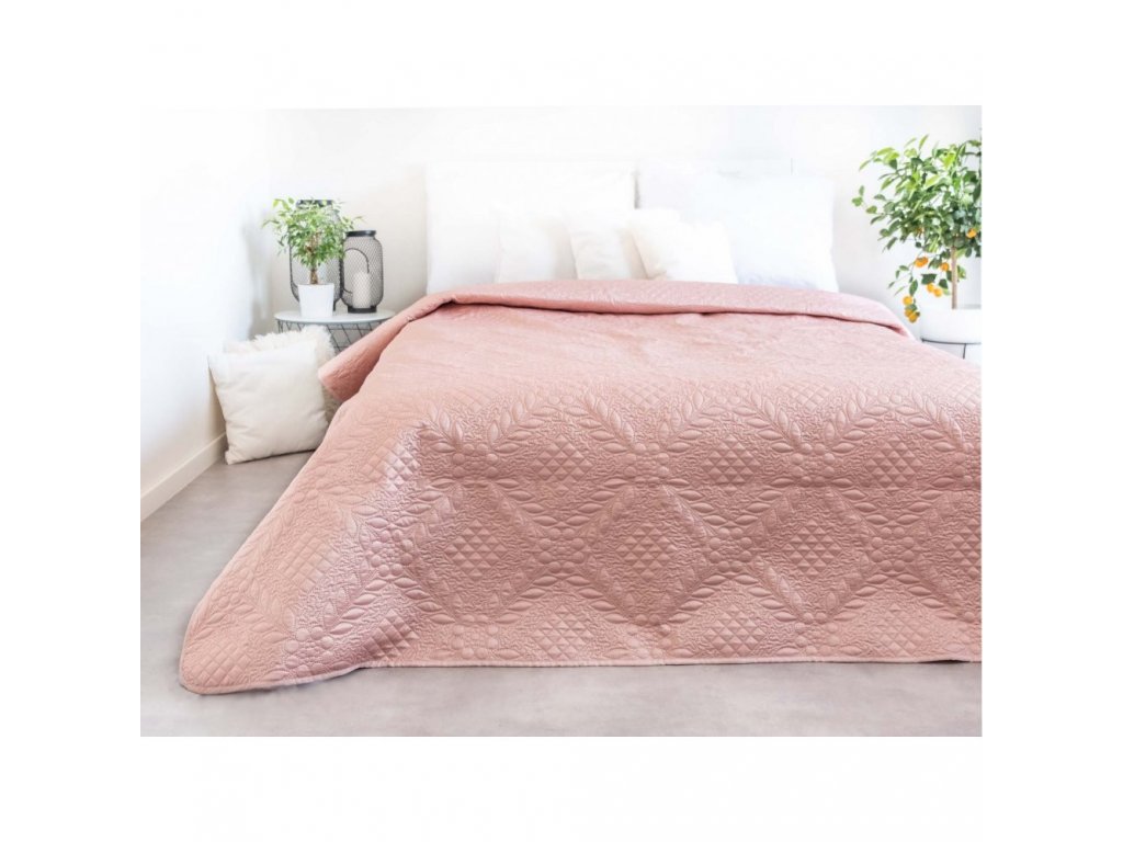Luxusní přehoz na postel – starorůžový 220 × 240 cm