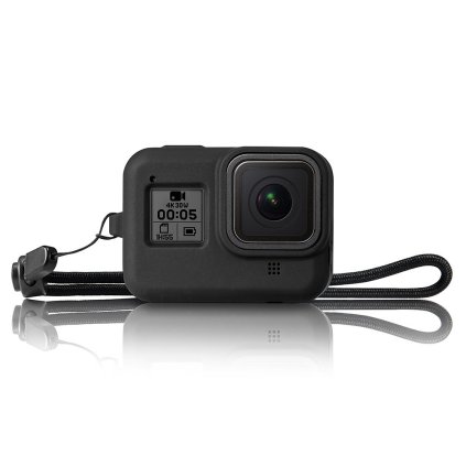 SILIKONOVÝ KRYT S POUTKEM PRO GoPro HERO8 black - ČERNÝ