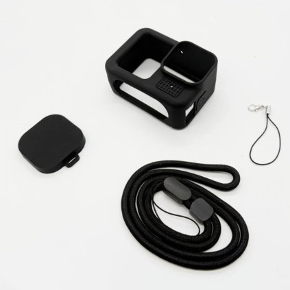 SILIKONOVÝ KRYT S KRYTKOU a POUTKEM PRO GoPro HERO13 - ČERNÝ