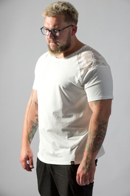 GoldBee Men's T-Shirt with Lace White (Barva White, Velikost L)