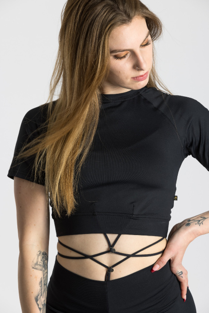 GoldBee Crop Top Short Fifty Shades Of Black (Barva Black, Velikost XS)