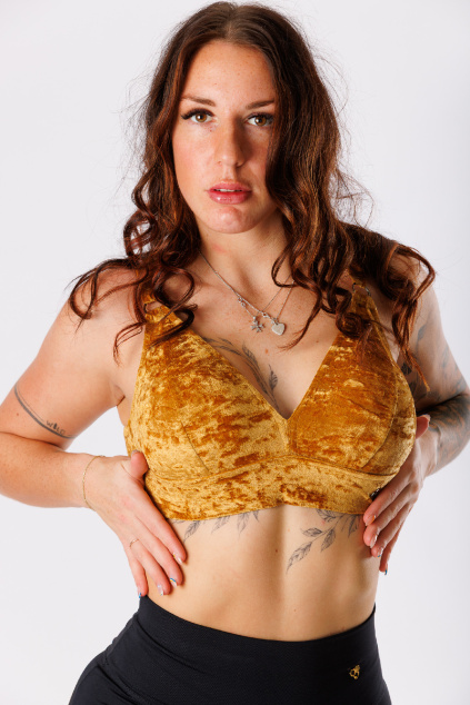 GoldBee Velvet Swimwear Top For Everybody Gold (Barva Gold, Velikost 3XL)