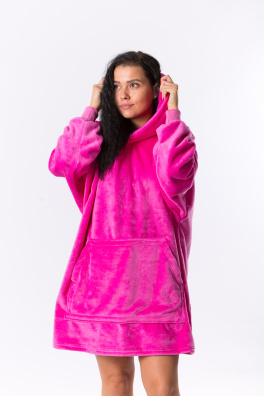 GoldBee Fluffy Ice Age Hoodie Fuchsia (Barva Fuchsia, Velikost S)