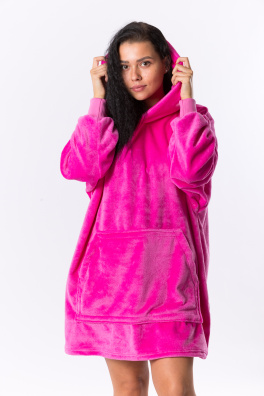 GoldBee Fluffy Ice Age Hoodie Fuchsia (Barva Fuchsia, Velikost S)