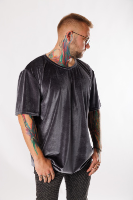 GoldBee Men's Suede T-Shirt Grey (Barva Grey, Velikost L)