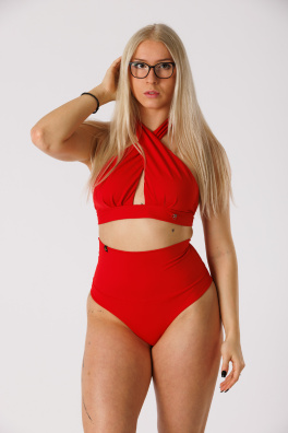 GoldBee Swimwear with High Waist Red (Barva Red, Velikost 3XL)