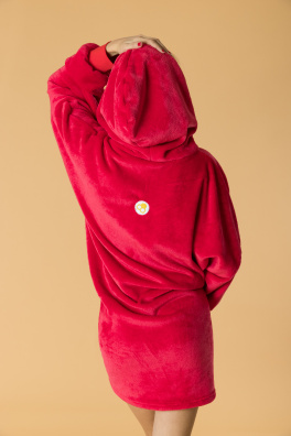 GoldBee Fluffy Ice Age Hoodie Red (Barva Red, Velikost XL-4XL)