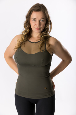 GoldBee Tightening Long Top Holds Breasts Relieves Backs Army (Barva army, Velikost  3XL)