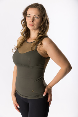 GoldBee Tightening Long Top Holds Breasts Relieves Backs Army (Barva army, Velikost  3XL)