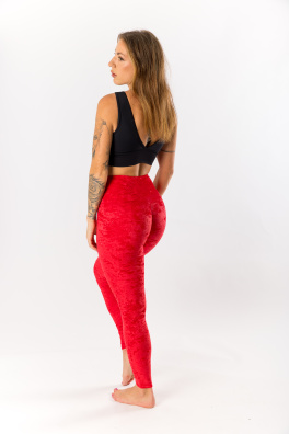 GoldBee Velvet Leggings Tightening Waist Red (Barva Red, Velikost 3XL)