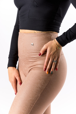 GoldBee Leggings B2 Leatherette Nude (Barva Nude, Velikost S)