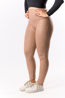 GoldBee Leggings B2 Leatherette Nude (Barva Nude, Velikost S)