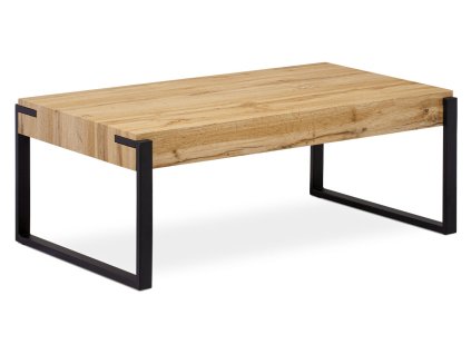 Konferenční stolek 110x60x42 cm, deska MDF dekor divoký dub tloušťka 10 cm, kov černý mat