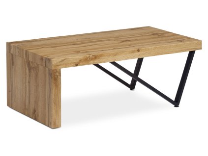 Konferenční stolek 110x60x43 cm, MDF dekor divoký dub tloušťka 60 mm, nohy kov černý mat