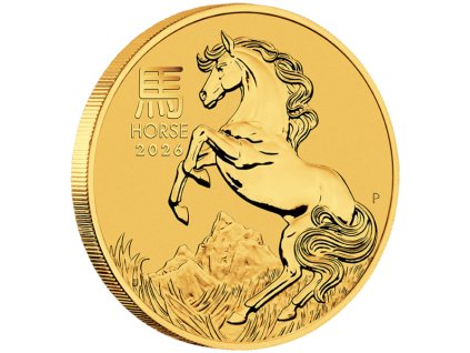 01 Lunar Series III YOT Horse 2026 Gold Bullion Coin On Edge LowRes