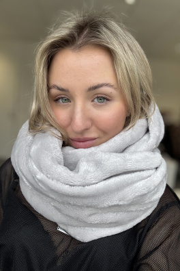 GoldBee Kruhová Šála Fluffy Silver (Barva Silver, Velikost M)