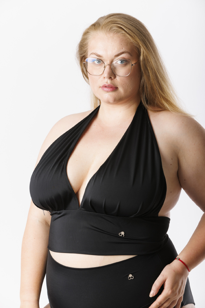 GoldBee Plavky Vrchný Diel Milf Black (Barva Black, Velikost 3XL)