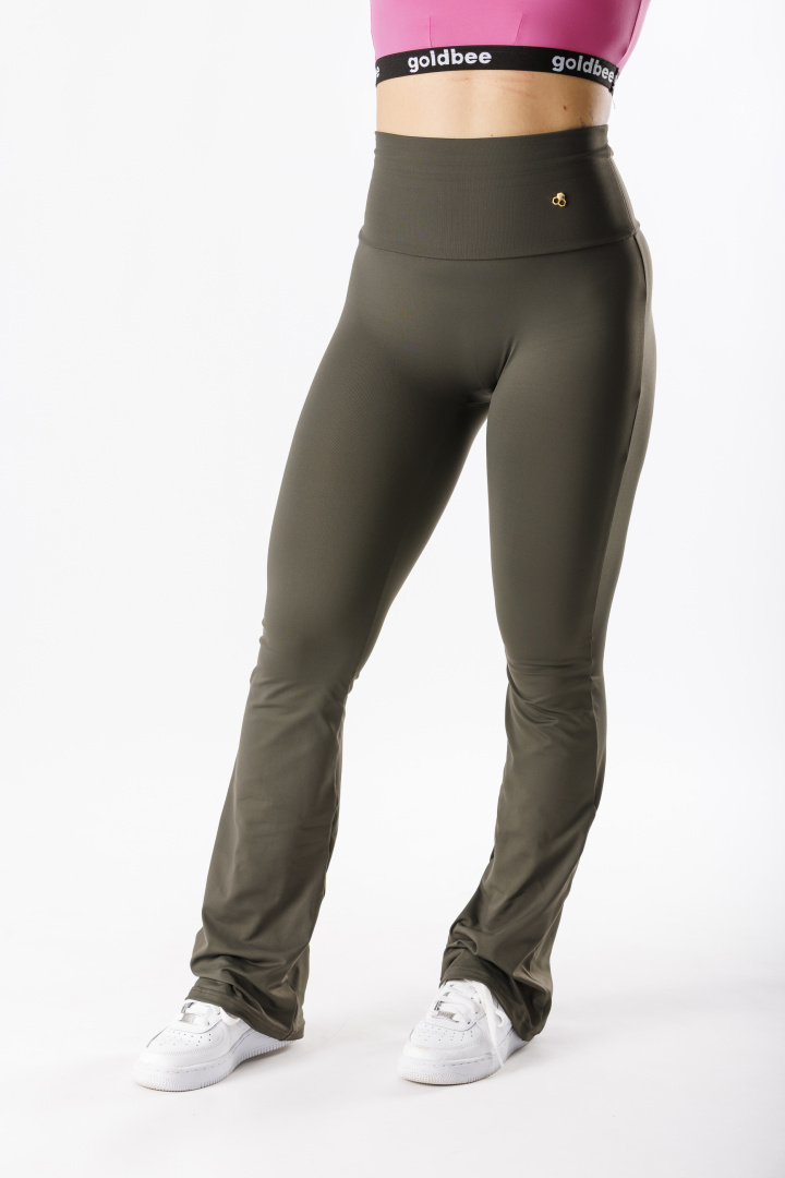 GoldBee Zvonové Legíny Sťahujúce Pas Lycra Army (Barva Army, Velikost 3XL)