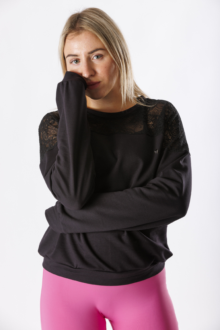 GoldBee Čipková Mikina Black (Barva Black, Velikost L)