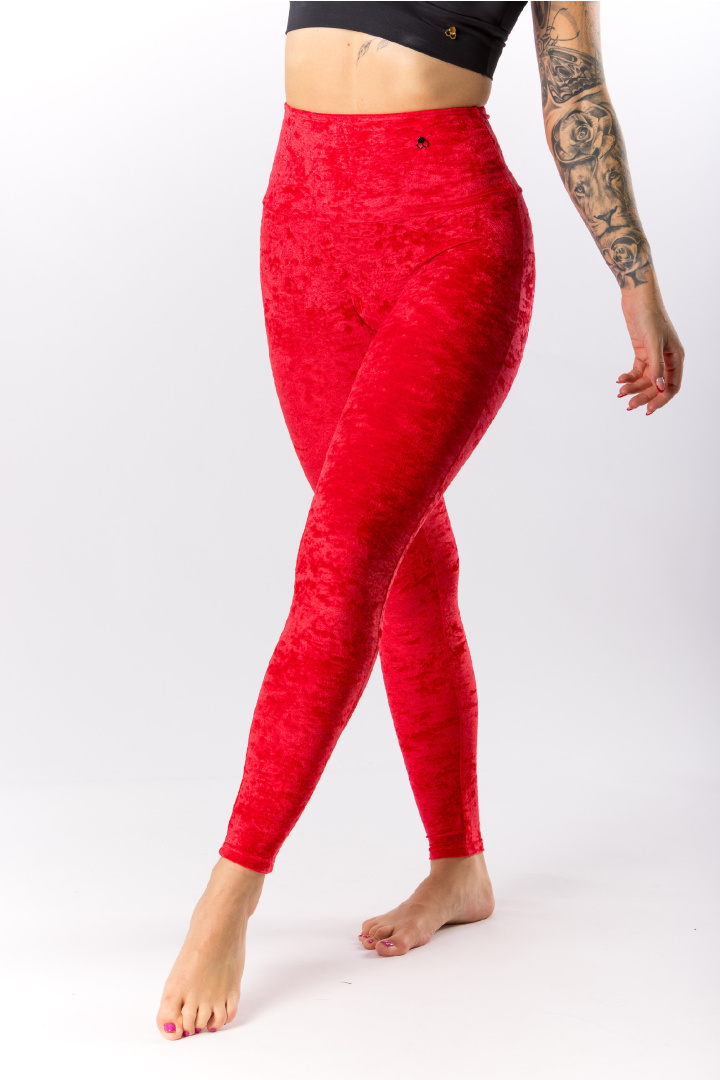 GoldBee Zamatové Legíny Sťahujúce Pas Red (Barva Red, Velikost 3XL)