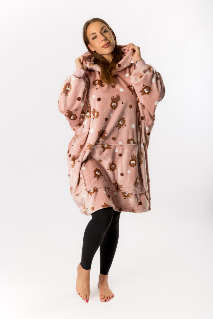 GoldBee Mikina Doba Ľadová Fluffy Lions Pink (zvýhodnená cena) (Barva Lions Pink, Velikost XL-4XL)