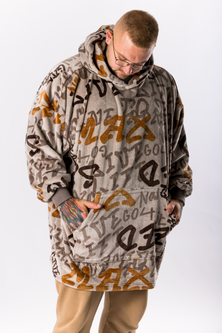 GoldBee Mikina Doba Ľadová Fluffy Jacquard Brown (Barva Jacquard Brown, Velikost XL-4XL)